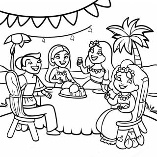Luau Feest Scene Kleurplaat | Luau kleurplaat