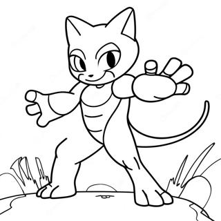 Mewtwo in Gevechtspositie Kleurplaat | Mewtwo kleurplaat