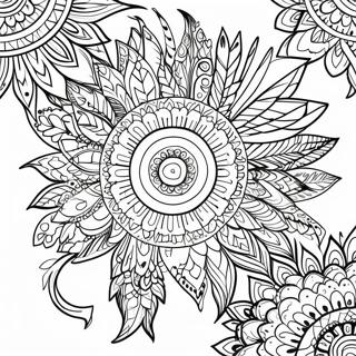 Kleurige Veer Mandala Kleurplaat | Veer kleurplaat