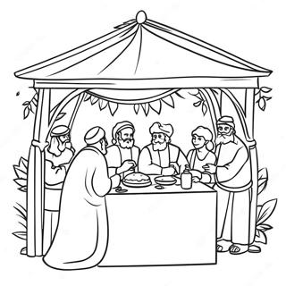 Feestelijke Sukkot Viering Kleurplaat | Sukkot kleurplaat