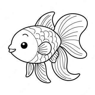 Schattige Cartoon Goudvis Kleurplaat | Goudvis kleurplaat