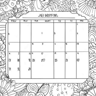 Kleurplaat van een Kalender | Kalender kleurplaat