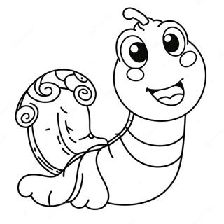Schattige Cartoon Worm Kleurplaat | Worm kleurplaat