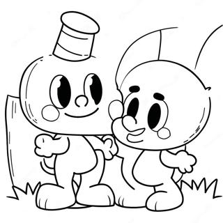 Cuphead en Mugman avontuur kleurplaat | Cuphead kleurplaat
