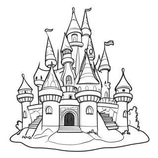3D Kleurplaat van een Magisch Kasteel | 3D kleurplaat