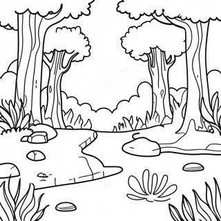 Kleurrijke Bos Ecosysteem Kleurplaat | Ecosysteem kleurplaat