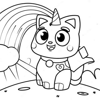 Blije Unikitty in een Regenboog Kleurplaat | Unikitty kleurplaat