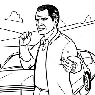 GTA Personage in Actie Kleurplaat | GTA kleurplaat